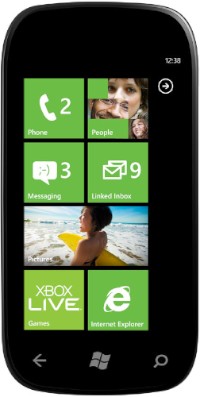 マイクロソフトが公開したウィンドウズフォンのホーム画面 マイクロソフトが公開したウィンドウズフォンのホーム画面