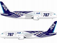 特別塗装した「ボーイング787」の初号機と二号機 特別塗装した「ボーイング787」の初号機と二号機