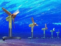 潮流発電のイメージ図(画像提供:川崎重工業) 潮流発電のイメージ図(画像提供:川崎重工業)