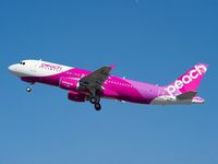 ペイントが完了したPeach初号機(機種:Airbus A320)(画像提供:ピーチ・アビエーション) ペイントが完了したPeach初号機(機種:Airbus A320)(画像提供:ピーチ・アビエーション)