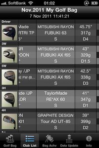 「iGolfBag」クラブリスト(画像:財経新聞社) 「iGolfBag」クラブリスト(画像:財経新聞社)