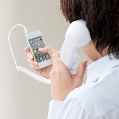 iPhoneでの通話に対応した固定電話の受話器型ヘッドセット「iPhone受話器 400－HS028シリーズ」