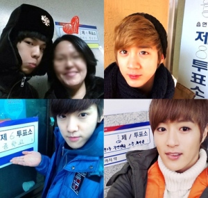 韓国の第18代大統領選を迎え、兄弟グループTEENTOP(ティーントップ)と100%(ペクポセント)が投票に参加した。 韓国の第18代大統領選を迎え、兄弟グループTEENTOP(ティーントップ)と100%(ペクポセント)が投票に参加した。