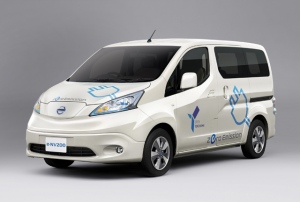 「東京モーターショー2013」日産ブースに展示される、日産のEVのコマーシャルバン「e-NV200」 「東京モーターショー2013」日産ブースに展示される、日産のEVのコマーシャルバン「e-NV200」