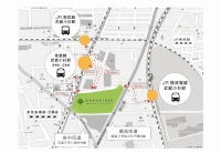 セブン&アイ・ホールディングスが2014年秋に神奈川県川崎市中原区の武蔵小杉駅付近でオープン予定の商業施設「グランツリー武蔵小杉」のアクセスイメージ