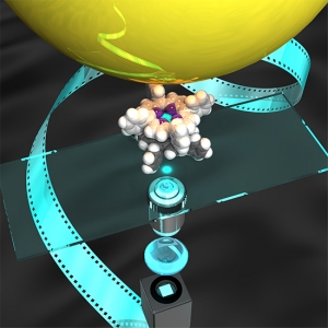 1ナノメートルの人工分子マシンに対するビーズプローブ光学顕微鏡1分子運動計測法（1分子モーションキャプチャ法）の概念図 