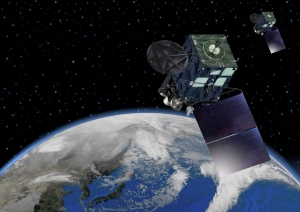 三菱電機は、気象庁から受注した静止気象衛星「ひまわり8号」の製造を完了した。写真は、稼働時のイメージ（三菱電機の発表資料より）