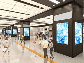 梅田駅3階改札外の「4K・3階コンコース」設置後のイメージ（阪急電鉄らの発表資料より）