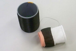 軽量で安全、かつ洗濯耐久性に優れた有機導電性繊維 (左)とニット素材(グンゼの発表資料より)