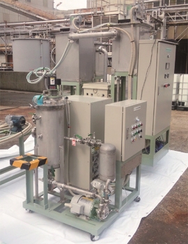 奥村組と日本海水、ナゴヤ大島機械が開発した油や揮発性有機化合物(VOC)を含んだ汚染水を高効率で浄化する装置（奥村組の発表資料より）
