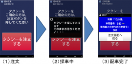 ファミリーマートにタクシーを呼び出せるサービスの専用タブレット画面のイメージ（ファミリーマート、日本交通の発表資料より）