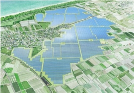 新潟四ツ郷屋大規模太陽光発電所の完成イメージ（図：オリックス発表資料より）