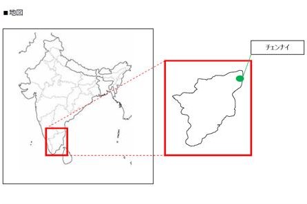 インド・チェンナイの位置（住友商事発表資料より）