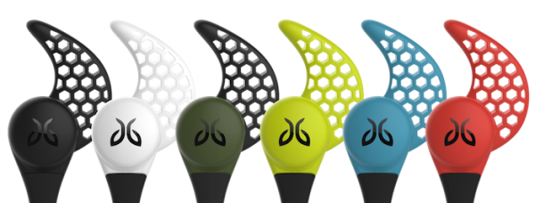 「JayBird X2 Bluetooth イヤホン」外観（左からカラー:ブラック、ホワイト、ダークグリーン、ライムグリーン、レッド、ブルー（写真:フォーカルポイント発表資料より）