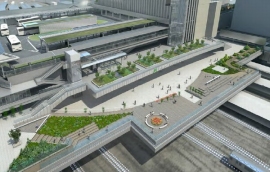 JR東日本が整備している新宿駅新駅舎南側の広場の完成イメージ（同社発表資料より）