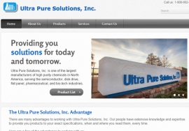 富士フイルム、半導体関連の製造プロセスなどで使用する溶剤の製造・販売を手掛ける米ウルトラ・ピュア・ソリューションズを買収する。写真は、ウルトラ社のWebサイト。 富士フイルム、半導体関連の製造プロセスなどで使用する溶剤の製造・販売を手掛ける米ウルトラ・ピュア・ソリューションズを買収する。写真は、ウルトラ社のWebサイト。