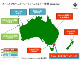 三井物産のオーストラリア・ニュージーランドでのエネルギー事業の鉱区位置を示す図（同社発表資料より）