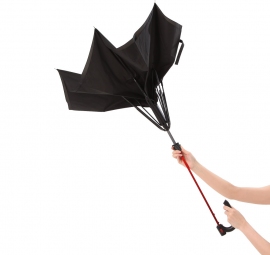 逆に開閉する傘(ユートレーディングコーポレーション発表資料より) 逆に開閉する傘(ユートレーディングコーポレーション発表資料より)