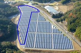 F臼杵Ⅱ太陽光発電所の空撮画像 （NTTファシリティーズの発表資料より）