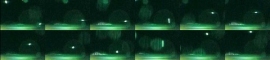 液滴挙動の連続写真例(撮影間隔:約0.006秒、液滴径約100μm、ヒータ温度310oC設定)(東京大学などの発表資料より) 液滴挙動の連続写真例(撮影間隔:約0.006秒、液滴径約100μm、ヒータ温度310oC設定)(東京大学などの発表資料より)