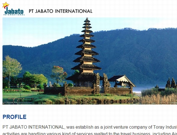 日本旅行が子会社化したインドネシアの中堅旅行会社JABATO INTERNATIONALのWebサイト。