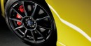 富士重工業が大幅改良して発売するスポーツカー「SUBARU BRZ」の最上級グレード「GT」をベースとした特別仕様車「Yellow Edition」（プロトタイプ）の特別装備、17インチアルミホイール（ブラック）。（写真提供：富士重工業）
