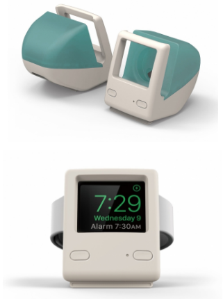 Apple Watch用の充電スタンド「W4 STAND」（上）と、充電中のイメージ（サンクチュアリ発表資料より）