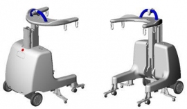 写真は、安川電機が現在販売しているロボット介護機器の一つ、「屋内移動アシスト装置」(安川電機の発表資料より) 写真は、安川電機が現在販売しているロボット介護機器の一つ、「屋内移動アシスト装置」(安川電機の発表資料より)