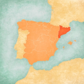 スペイン東部にあるカタルーニャ自治州の位置。