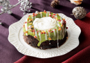 緑のクリスマスリースのケーキ
