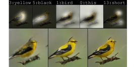 ボットが描いた「黄色い胴体、黒い羽、短いくちばしの鳥」。(画像: マイクロソフトの発表資料より)