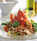 「スノーアイスパスタ~海老と夏野菜の冷製ガスパチョ風~」 「スノーアイスパスタ~海老と夏野菜の冷製ガスパチョ風~」