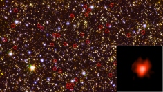 スピッツァー宇宙望遠鏡とハッブル宇宙望遠鏡が検出した初期の銀河 （c） NASA/JPL-Caltech/ESA/Spitzer/P. Oesch/S. De Barros/I.Labbe