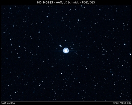 HD140283 (c) Digitized Sky Survey (DSS), STScI/AURA, Palomar/Caltech, and UKSTU/AAO
