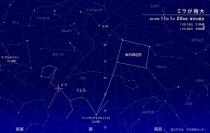 極大を迎えるミラの位置 (c) 国立天文台
