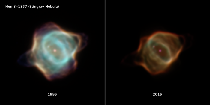 ハッブル宇宙望遠鏡が捉えたアカエイ星雲の前例のない退色　NASA