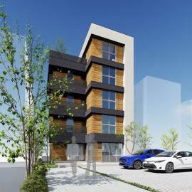 日本初の木造軸組工法による5階建てのモデルハウスは、今夏に竣工する予定 日本初の木造軸組工法による5階建てのモデルハウスは、今夏に竣工する予定