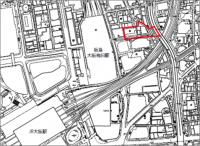 茶屋町B-2・B-3地区再開発の計画地（東急不動産発表資料より）