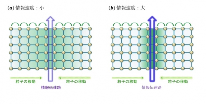 加速する量子もつれの伝搬の概要図（画像: 京都大学の発表資料より）