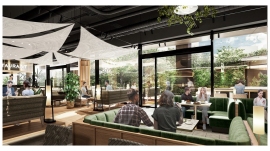 グリーンダイニングホールの開業イメージ(野村不動産発表資料より) グリーンダイニングホールの開業イメージ(野村不動産発表資料より)