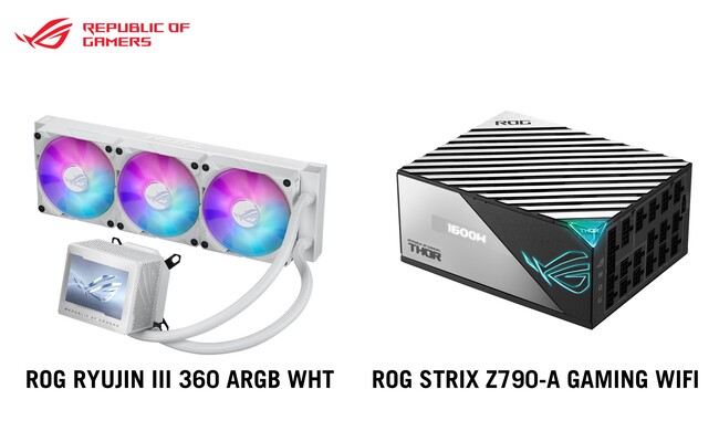 ASUSのゲーミングブランドRepublic Of GamersよりRyujin III 360CPUクーラーのホワイトカラーと最大1600Wの電源「ROG-THOR-1600T-GAMING」を発表