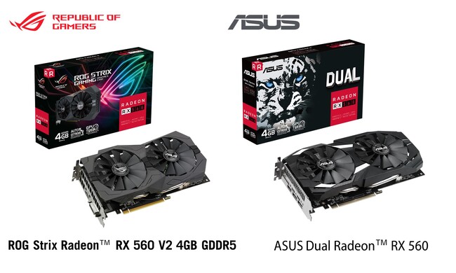 ASUSのゲーミングブランドのROGとDualシリーズよりデュアルボールベアリングにより長寿命を実現したAMD Radeon(TM)RX560のビデオカード2製品を発表