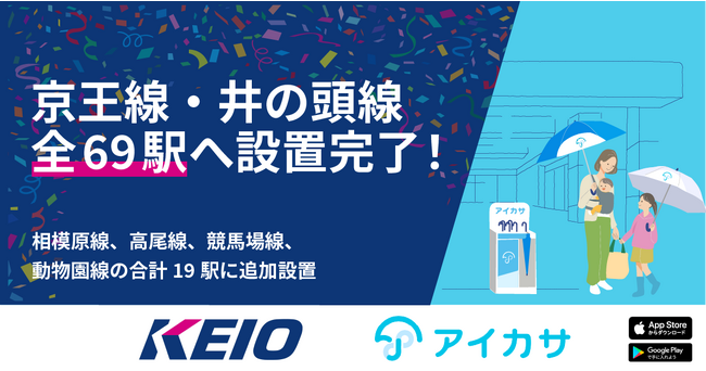 アイカサ、京王電鉄の運営する69駅全てに配備完了!傘を持ち歩く必要のない沿線へ
