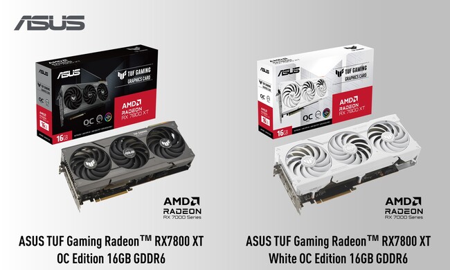 ASUSのゲーミングシリーズのTUF GAMINGよりAMD Radeon(TM) RX7800XTチップセット搭載の高耐久で大型のヒートシンクにより冷却性能に優れてビデオカード2製品を発表。