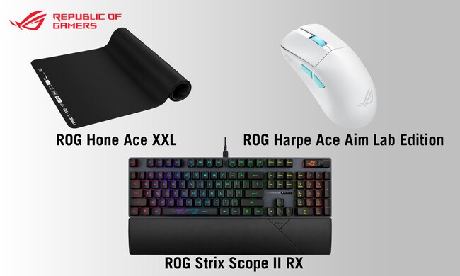 ASUSのゲーミングブランドのRepublic Of Gamers（ROG）よりフルサイズのゲーミングキーボード、ROG Harpe Aceに新色の白色とROG Hone AceのXXLサイズが登場！