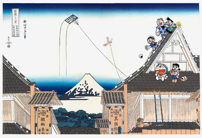 ドラえもん浮世絵シリーズ新作は、日本の起点・日本橋にドラえもんたちが登場！