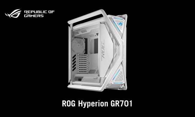 ASUSのゲーミングブランドのROGよりE-ATXマザーボード、460mmのビデオカードに対応したフルタワーサイズのPCケース「ROG HYPERION GR701」の白色モデルを発表