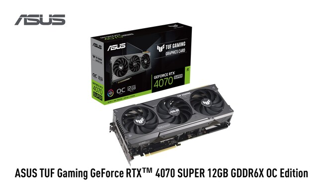 ASUSのゲーミングシリーズTUF Gamingより、NVIDIA(R) GeForce RTX(TM) 4070 SUPER 搭載のビデオカード「TUF-RTX4070S-O12G-GAMING」を発表