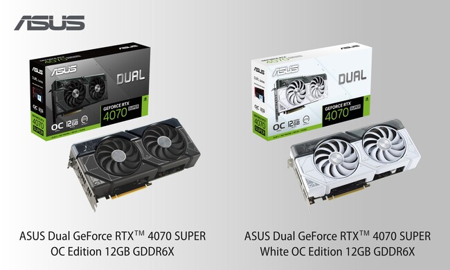ASUSの2連ファン搭載コンパクトなDualシリーズより、NVIDIA(R) GeForce RTX(TM) 4070 SUPER 搭載のビデオカード2製品を発表。
