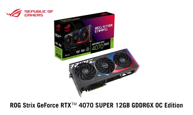 ASUSのゲーミングブランドROGより、NVIDIA(R) GeForce RTX(TM) 4070 Superを搭載したビデオカード「ROG-STRIX-RTX4070S-O12G-GAMING」を発表